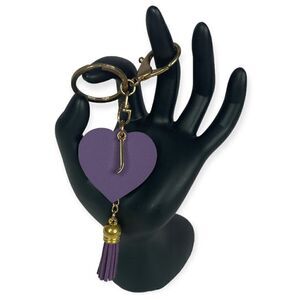 Fashion Accessory Charm Key Chain Hangtag Purse Bag Purple Gold Tone J